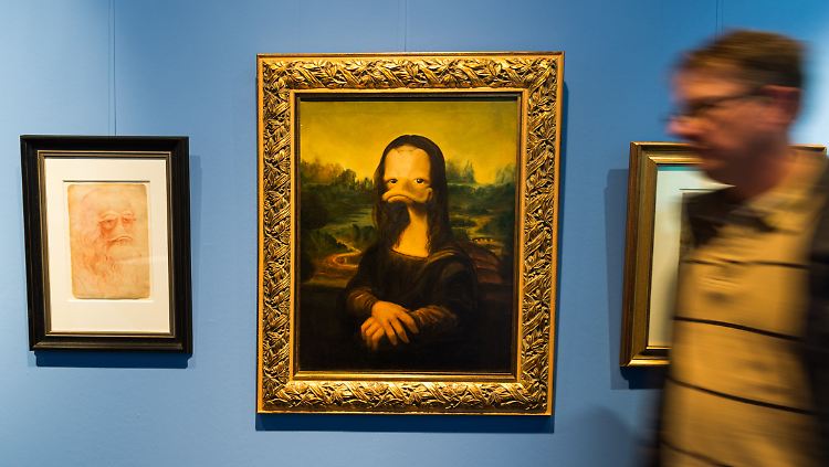 Das Ölgemälde "Mona Duck" hängt auch in der Hamburger Ausstellung.