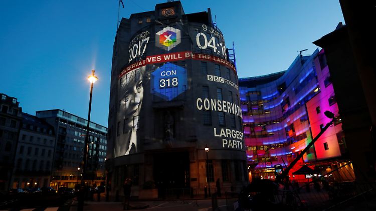 Kurz vor Sonnenaufgang zeigt die neueste BBC-Hochrechnung 318 Stimmen für die Konservativen an.