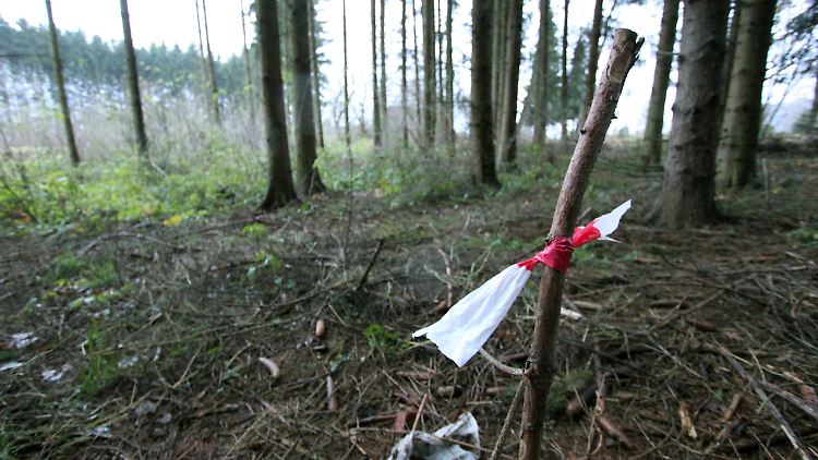 Rest des Absperrbandes der Polizei nahe des Fundortes der beiden Getöteten.