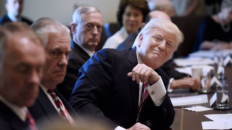Vermutlich "total und vollständig mit sich selbst zufrieden": Donald Trump in der Sitzung seines Kabinetts.