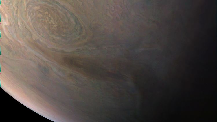 Das Foto der Raumsonde "Juno" zeigt den Jupiter aus einer Höhe von 16.600 Kilometern. 