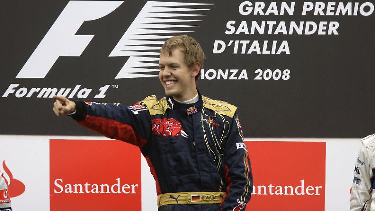 Premierensieg: 2008 in Monza ist Vettel erstmals schneller als alle anderen.