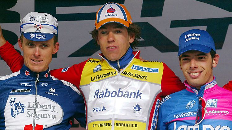 Tirreno-Adriatico: Jörg Jaksche, Thomas Dekker und Alessandor Petacchi im März 2006.