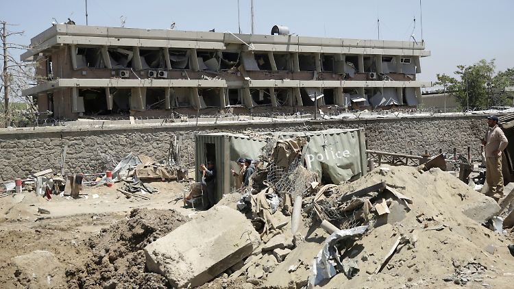 Das zerstörte Botschaftsgebäude in Kabul.