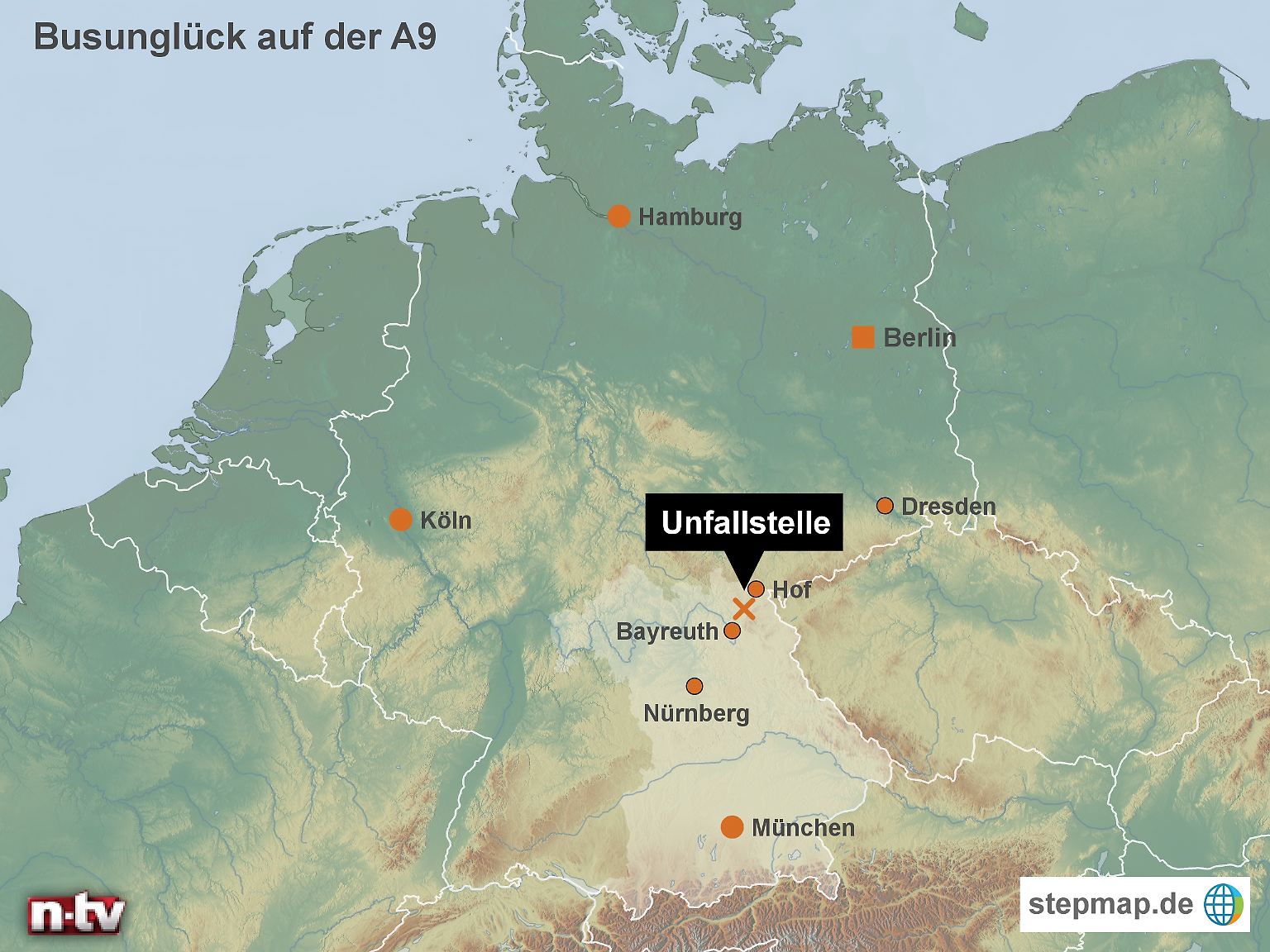 Auf der A9 bei Hof kommt es zu einem schrecklich Unfall.