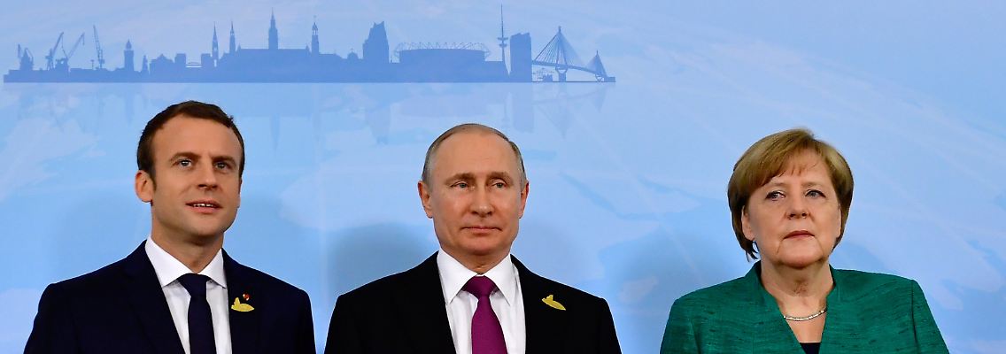 Dreiertreffen am Rande des G20-Gipfels: Macron, Putin und Merkel.