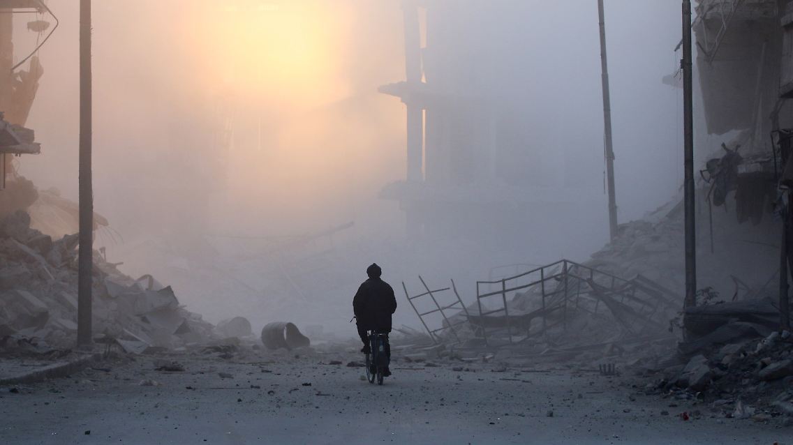 Szene der Zerstörung in Syriens Hauptstadt Damaskus.
