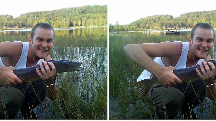 Was ist das Original, was die Fälschung? Im rechten Foto wurde im Hintergrund ein Boot eingefügt.