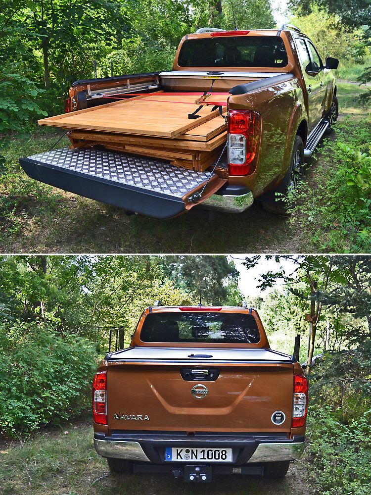 Bis zu 1,1 Tonnen kann der Navara aufladen. Wenn die Ladefläche nicht genutzt wird, macht sich die Abdeckung bezahlt.