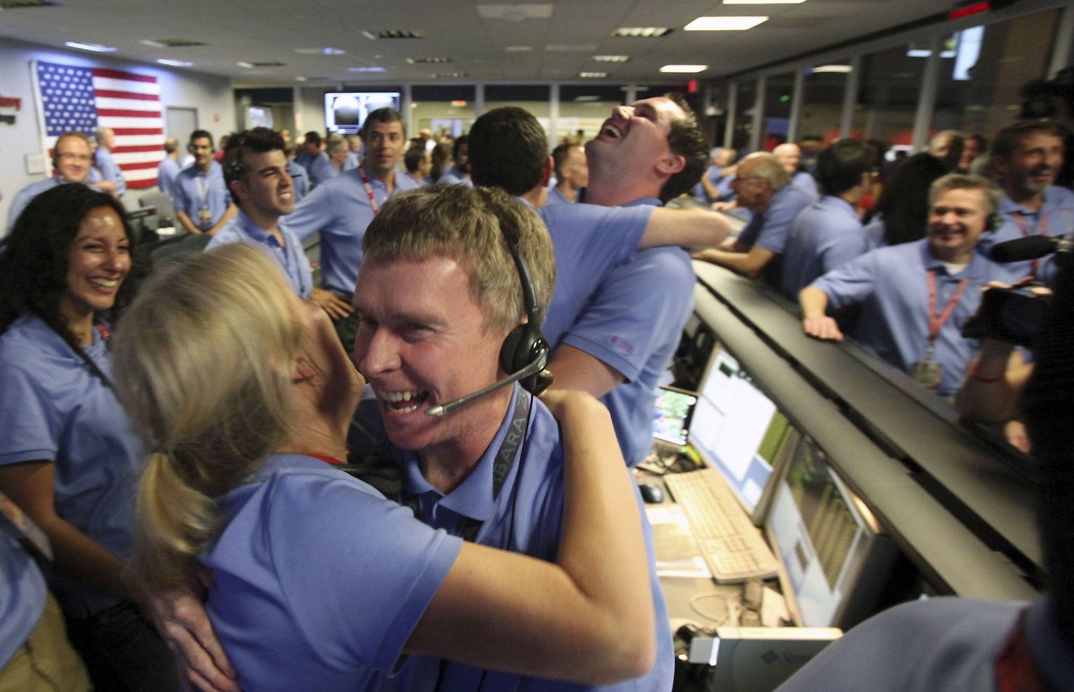 Die Nasa feiert und jubelt, die Freude ist groß, als am 6. August 2012 ...