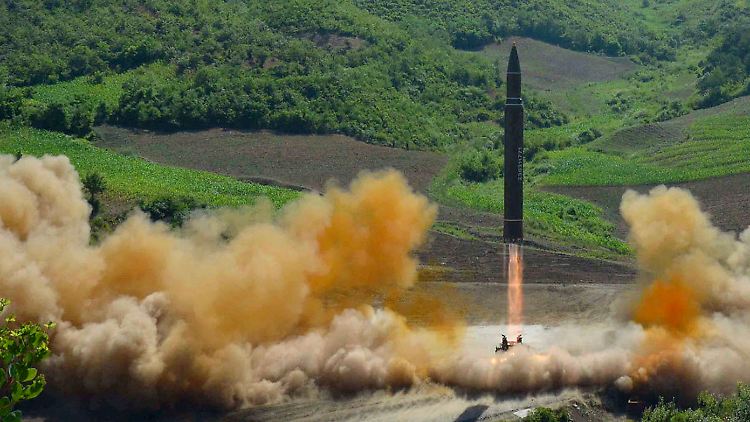 Das Bild des nordkoreanischen Regimes zeigt den Start einer Interkontinentalrakete Ende Juli.