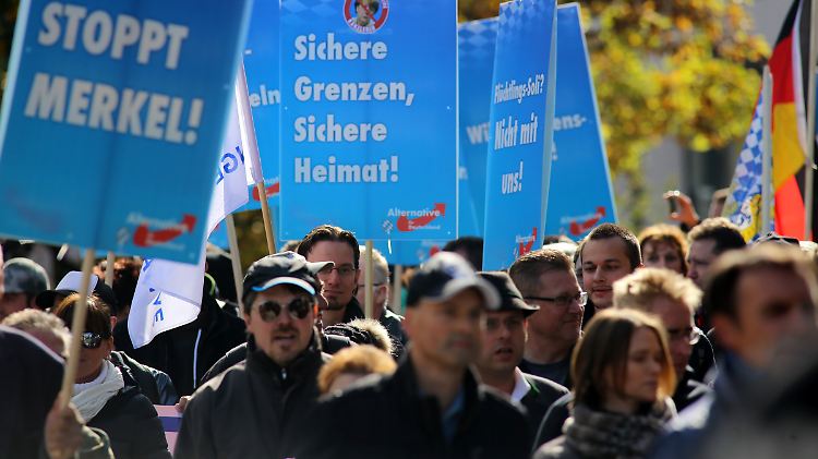 Anhänger der AfD demonstrieren im bayerischen Freilassing.