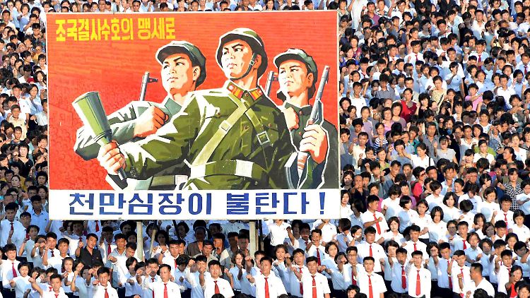 Eine Massenkundgebung in Nordkorea, die den Rückhalt des Regimes demonstrieren soll.