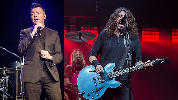Fanden in Tokio zueinander: Rick Astley (l.) und die Foo Fighters.