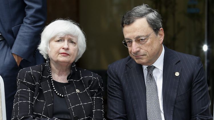 Die Vorsitzende der US-Notenbank Janet Yellen und EZB-Präsident Mario Draghi auf der Zentralbankkonferenz in Jackson Hole. 