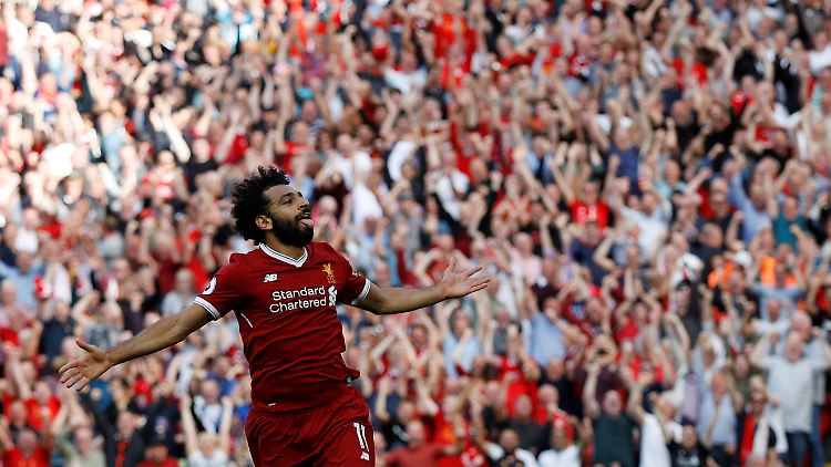 Wie im Rausch: Mohamed Salah feiert das dritte Tor für Liverpool.