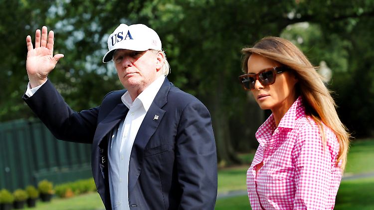 Hier kehrten Donald und Melania Trump gestern von ihrem Wochenend-Trip in Camp David zurück.