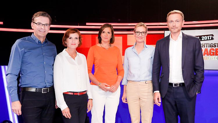 Strunz, Kipping, Göring-Eckardt, Weidel und Lindner.