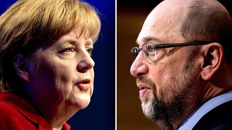 Kampf ums Kanzleramt: Amtsinhaberin Merkel trifft im TV-Duell auf Herausforderer Schulz.