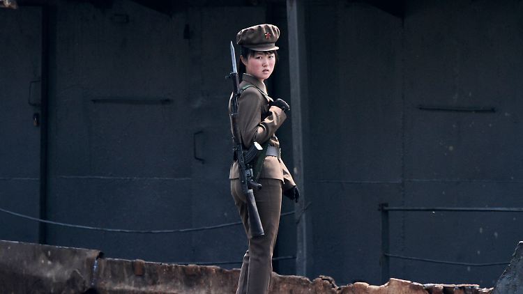 Nordkoranische Soldatin an der Grenze zu Südkorea (Archivbild): Putin wirbt - im Fall Nordkoreas - für einen vorbehaltlosen Dialog.