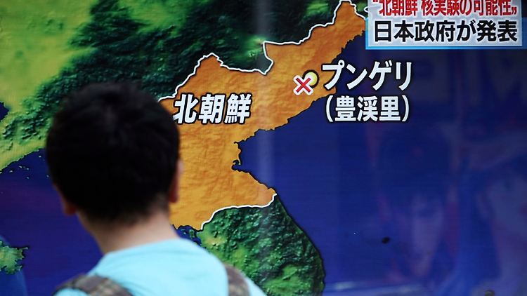 Die japanischen Medien zeigen auf einer Karte das Atomtestgelände im Nordosten Nordkoreas.