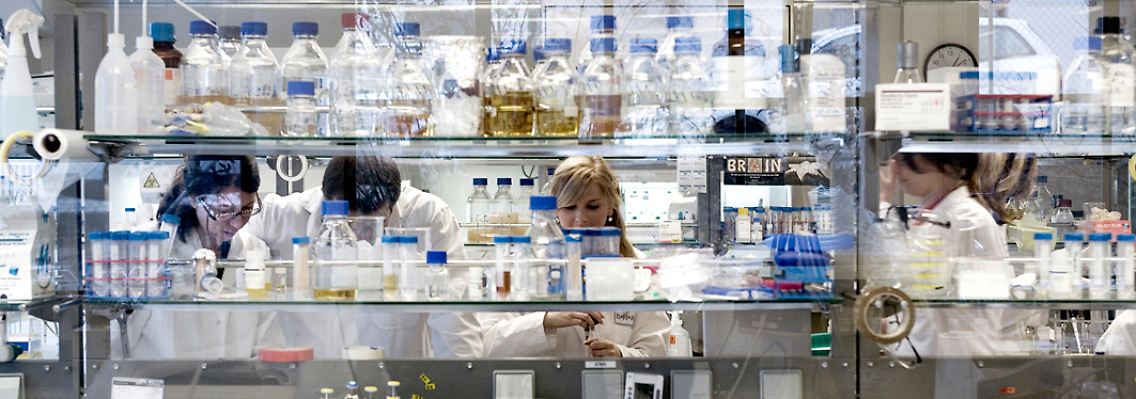 Labor bei Brain - das Unternehmen hat sich der sogenannten Weißen Biotechnologie verschrieben. Bei dieser werden biotechnologische Methoden für industrielle Produktionsverfahren eingesetzt.
