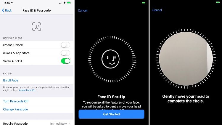 So sieht in den iOS-11-Einstellungen die Einrichtung der Face ID aus.