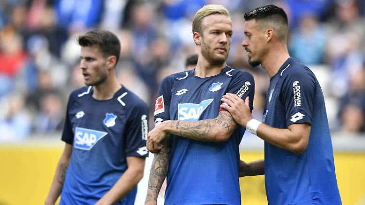 Offenbar umworben: Hoffenheims Kevin Vogt (m.). In München könnte er unter anderem seinen Ex-Kollegen Sandro Wagner wiedersehen.