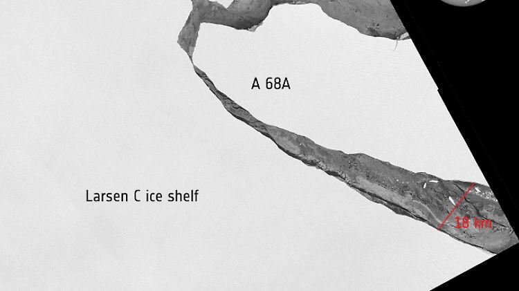 Ein Sentinel-Satellit der Esa hat den Eisberg im Blick.