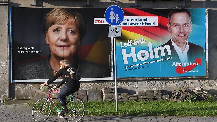 In Mecklenburg-Vorpommern trat AfD-Spitzenkandidat Holm gegen Kanzlerin Merkel an.