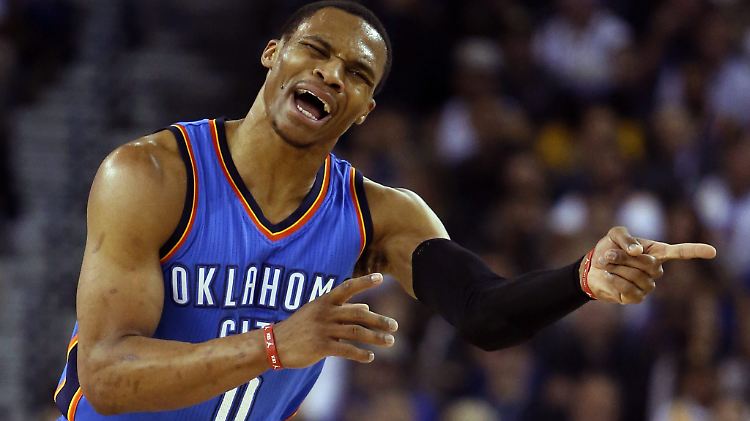 Russel Westbrook erzielte vergangene Saison im Schnitt 31,6 Punkte, 10,4 Assists und 10,7 Rebounds für Oklahoma City.