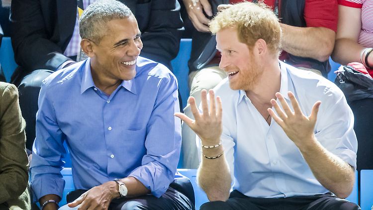 Zusammen in der ersten Reihe: Barack Obama und Prinz Harry.