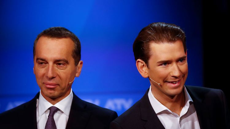 Bundeskanzler Christian Kern (l.) und sein Herausforderer, Außenminister Sebastian Kurz (r.).