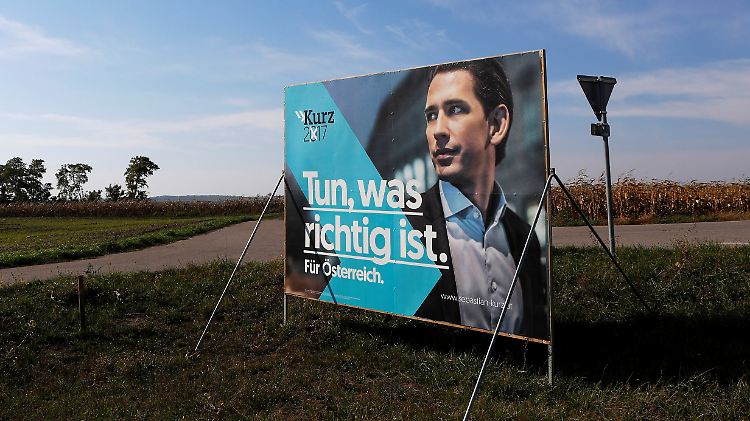 ÖVP-Wahlplakat zur Nationalratswahl am 15. Oktober nahe Zistersdorf in Niederösterreich.