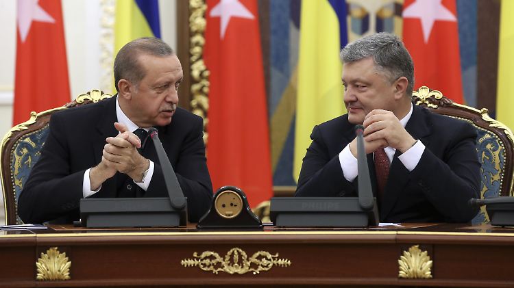 Ein ziemlich müder türkischer Präsident mit seinem ukrainischen Amtskollegen Poroschenko.