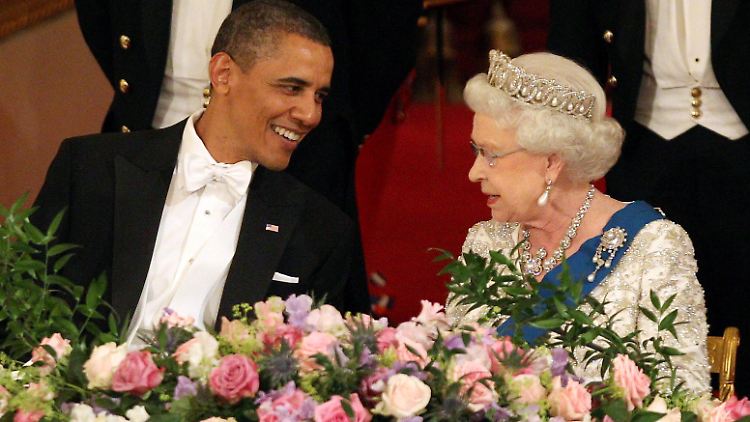Queen Elizabeth und Ex-Präsident Barack Obama 2011 bei Staatsbankett im Buckingham Palace.