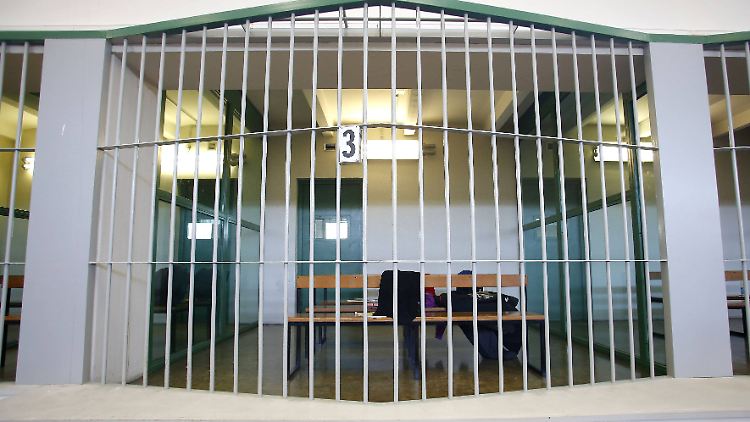 Die Anhörungszelle im Rebibbia-Gefängnis von Rom.