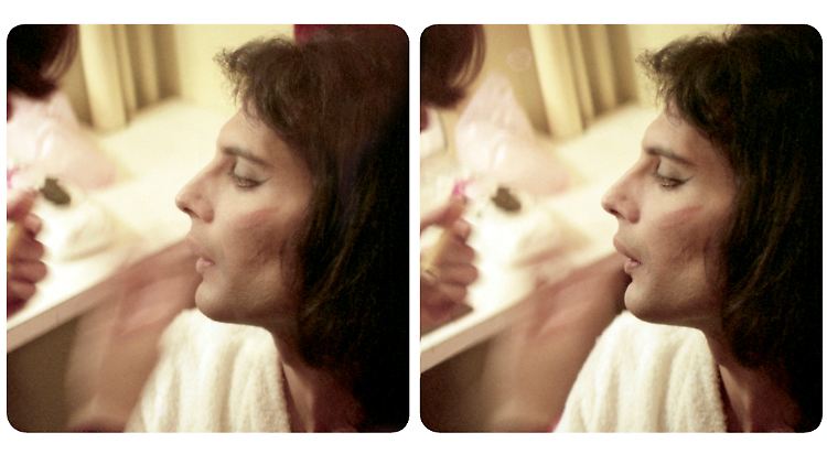 Mays Lieblingsbild aus dem neuen Buch: Freddie Mercury gedankenverloren vorm Spiegel.