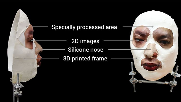 Die zum Entsperren eines iPhone X angefertigte Maske sieht ziemlich gruselig aus.