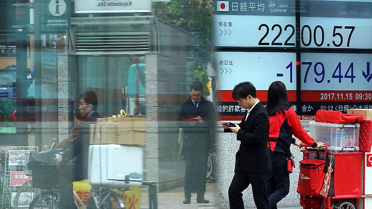 Straßenszene in Tokio: Der Nikkei fällt kurz nach Handelsstart am Mittwoch unter die Marke von 22.200 Punkten.