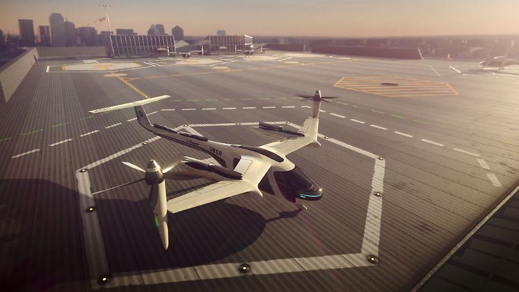 Das Computerbild von Uber Technologies zeigt das geplante fliegende Taxi.
