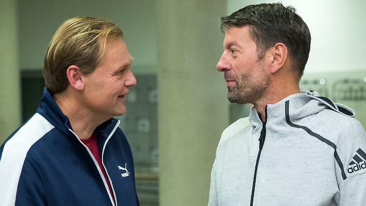 Die Vorstandvorsitzenden von Adidas, Kasper Rorsted (r.), und Puma, Björn Gulden.