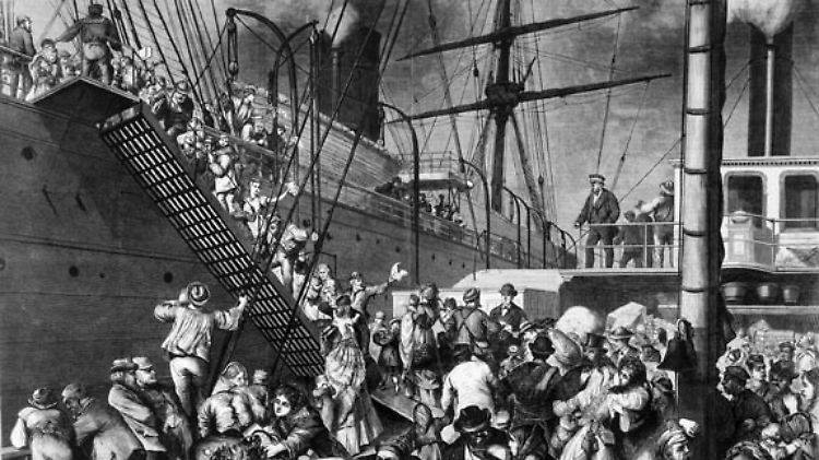 Auf nach New York! Zahlreiche deutsche Emigranten treten um 1850 die Reise über den Atlantik an.