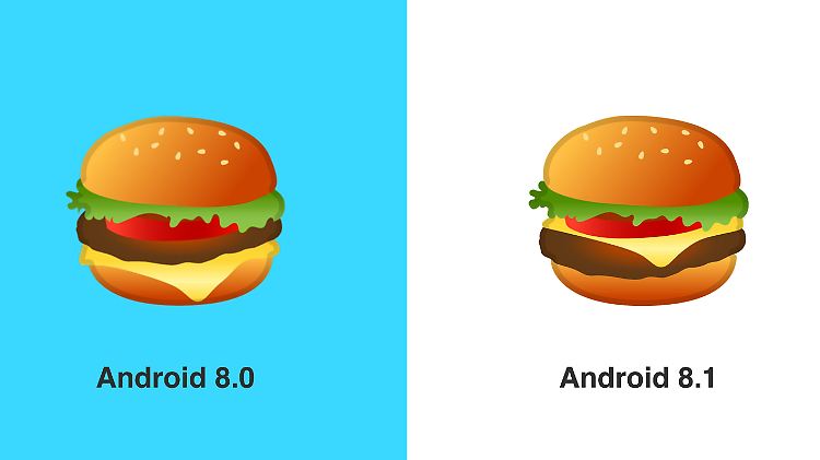 Das aktuelle und das neue Burger-Emoji.