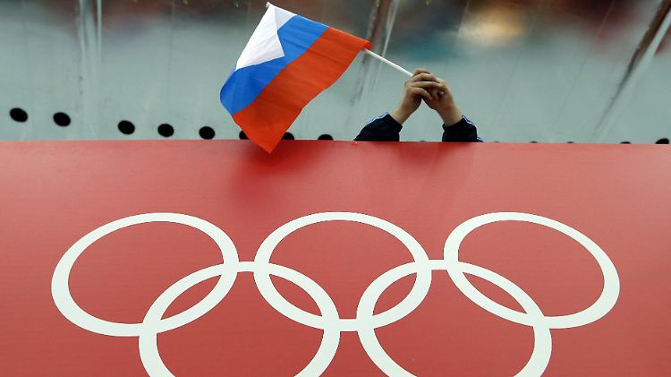 Die russische Flagge wird bei den Olympischen Winterspielen in Pyeongchang 