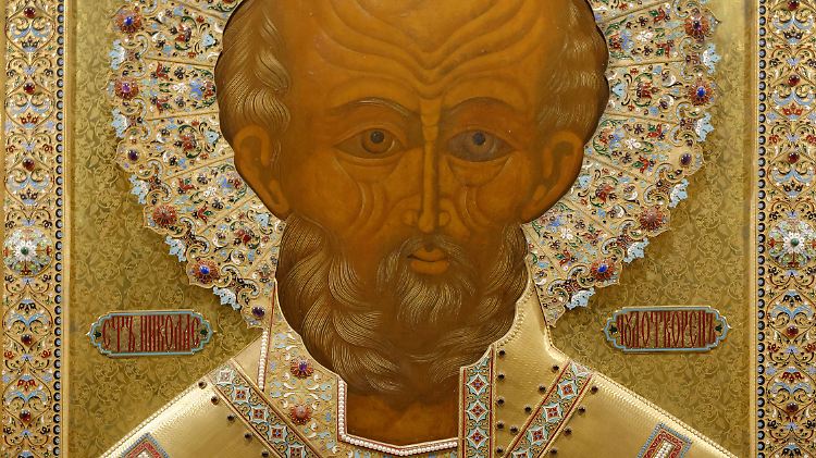 Eine Ikone von Nikolaus von Myra aus dem Jahr 1327.