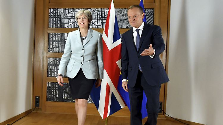 Premierministerin Theresa May und EU-Ratspräsident Donald Tusk bei den Gesprächen.