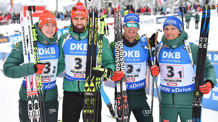 Erfolgsquartett: Benedikt Doll, Arnd Peiffer, Simon Schempp und Erik Lesser.