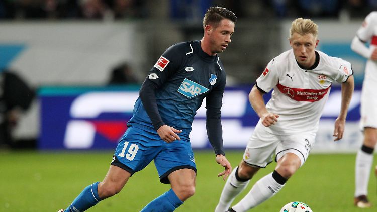 Mark Uth, hier im Duell mit Andreas Beck, erzielte das Siegtor für Hoffenheim.