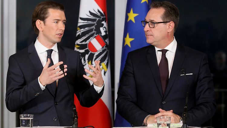 ÖVP-Führer Sebastian Kurz (li.) and FPÖ-Parteichef Heinz-Christian Strache sind sich in Sachen EU einig.
